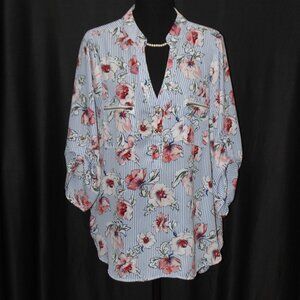 CURE Floral Stripe Adjustable Sleeve Top